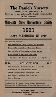 Cover of: Minnesota State Horticultural Society: 1921, 3, 760 members in 1920