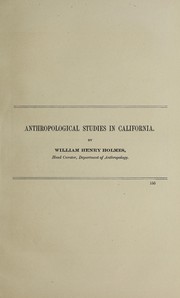 Cover of: Anthropological studies in California.