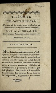 Cover of: The orie des contributions: moyens de les rendre plus productives au gouvernement et moins one reuses au peuple