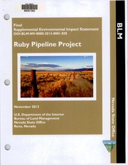 Cover of: Ruby pipeline project: final supplemental environmental impact statement : Lincoln & Uinta Counties, WY ; Box Elder, Cache & Rich Counties, UT ; Elko, Humboldt & Washoe Counties, NV ; Lake & Klamath Counties, OR