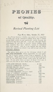 Cover of: Peonies of quality: revised planting list
