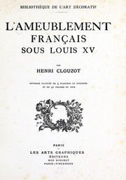 Cover of: L'ameublement français sous Louis XV