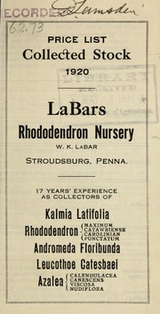 Cover of: Price list collected stock 1920