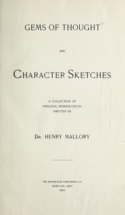 Cover of: Gems of thought and character sketches: a collection of personal reminiscences