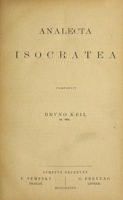 Cover of: Analecta Isocratea