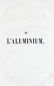Cover of: De l'aluminium. by Henri Étienne Sainte -Claire Deville
