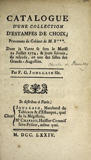 Catalogue d'une collection d'estampes de choix, provenans du cabinet de M. B*** by Joullain, F. C. fils
