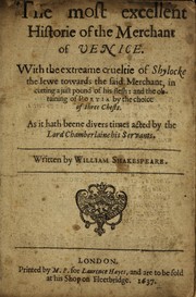 Cover of: The most excellent historie of the merchant of Venice by William Shakespeare