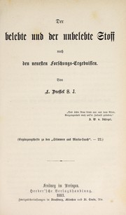Cover of: Der belebte und der unbelebte Stoff: nach den neuesten Forschungs-Ergebnissen