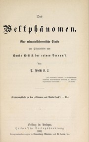 Cover of: Das Weltphänomen: eine erkenntnisstheoretische Studie zur Säcularfeier von Kants Kritik der reinen Vernunft