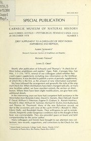 Cover of: First supplement to a check-list of West Indian amphibians and reptiles by Albert Schwartz