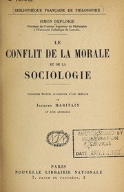 Cover of: Le conflit de la morale et de la sociologie
