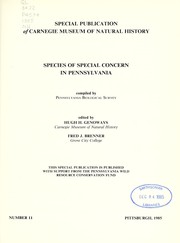 Cover of: Species of special concern in Pennsylvania