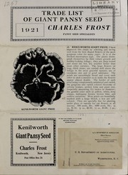 Cover of: Trade list of giant pansy seed by Charles Frost (Firm)