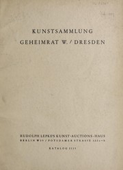 Cover of: Kunstsammlung Geheimrat W./Dresden