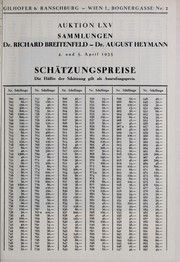Sammlung Dr. Richard Breitenfeld und Dr. August Heymann, Wien ... by Gilhofer & Ranschburg (Vienna, Austria)