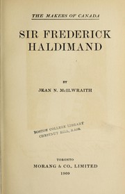 Cover of: Sir Frederick Haldimand by Jean N. McIlwraith