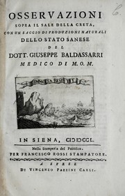 Cover of: Osservazioni sopra il sale della creta: con un saggio di produzioni naturali dello stato Sanese