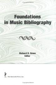 Cover of: Foundations in music bibliography by Richard D. Green, editor.