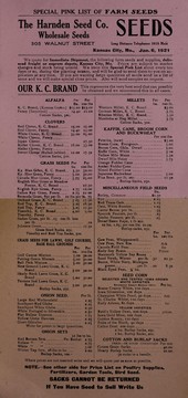 Cover of: Special pink list of farm seeds, Jan. 6, 1921