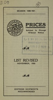 Cover of: Season 1920-1921: prices, subject to change without notice