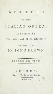 Cover of: Letters on the Italian opera | John Brown