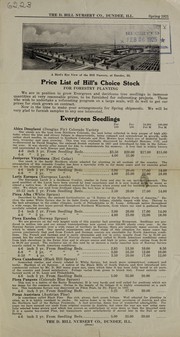 Cover of: Price list of Hill's choice stock for forestry planting: spring 1921