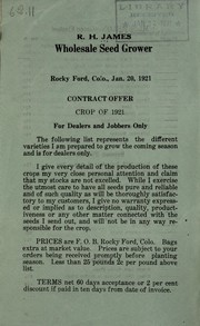 Cover of: Contract offer: crop of 1921 for dealers and jobbers only