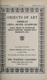 Cover of: Objects of art by Walpole Galleries (New York, N.Y.)