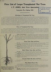 Cover of: Price list of larger transplanted nut trees: spring 1921