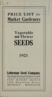 Cover of: Price list for market gardeners: vegetable and flower seeds 1921