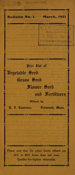 Cover of: Price list of vegetable seed, grass seed, flower seed and fertilizers by H.V. Lawrence (Falmouth, Mass.)