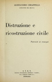 Cover of: Distruzione e ricostruzione civile