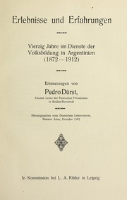 Erlebnisse und Erfahrungen by Peter Duerst