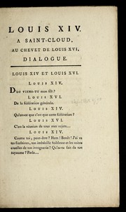 Cover of: Louis XIV a Saint-Cloud, au chevet de Louis XVI by 