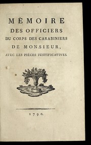 Cover of: Me moire des officiers du corps des carabiniers de Monsieur by 