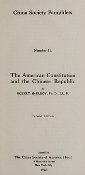 Cover of: The American constitution and the Chinese republic