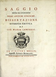 Cover of: Saggio sopra la filosofia degli antichi Etruschi.: Dissertazione istorico-critica