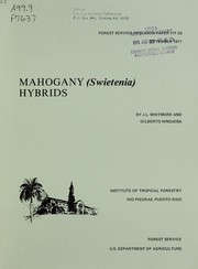 Mahogany (Swietenia) hybrids by J.L. Whitmore