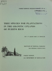 Cover of: Tree species for plantations in the granitic uplands of Puerto Rico