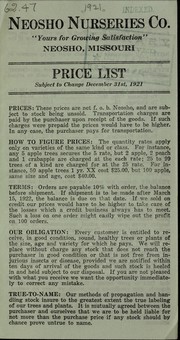 Cover of: Price list: subject to change December 31st, 1921