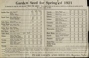 Cover of: Garden seed for spring of 1921