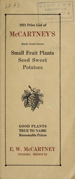 Cover of: 1921 price list of McCartney's hardy Ozark grown small fruit plants, seed sweet potatoes
