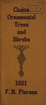 Cover of: Choice ornamental trees and shrubs: 1921
