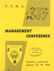 Cover of: U.S.D.A. management conference, Berkeley, Califonia, January 25-29, 1960 | Training in Administrative Management Conference (1960 Berkeley)