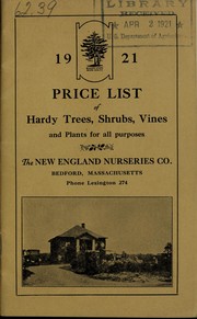 Cover of: 1921 price list of hardy trees, shrubs, vines and plants for all purposes