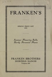 Cover of: Franken's spring price list 1921: summer flowering bulbs, hardy perennial plants