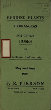 Cover of: Bedding plants, hydrangeas, pot-grown roses for greenhouse culture, etc: May and June 1921