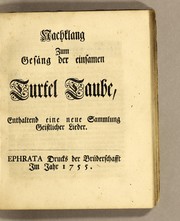Cover of: Nachklang zum Gesäng der einsamen Turtel Taube by 