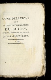 Cover of: Conside rations sur la constitution de Bugey by 